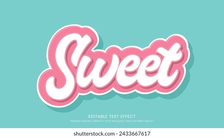 plantilla de efecto de texto dulce diseño editable para logotipo y marca de negocios