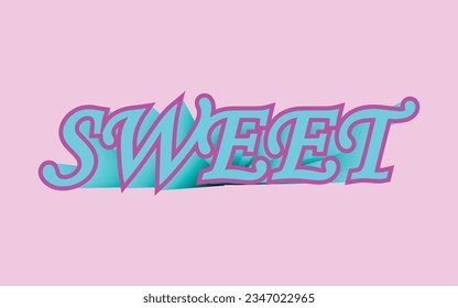 Sweet text icon with blending shadow, vector art illustration