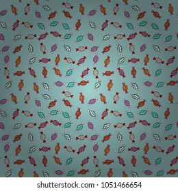 Sweet for textile, cards, web design: delicious realistic seamles background: graphic fantastic candy. Vector seamless pattern with candy in neutral, black and orange.