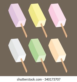 Sweet thai ice cream pastel vector