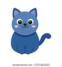 Gato tridimensional doce sentado e sorrindo com formas arredondadas isoladas no branco