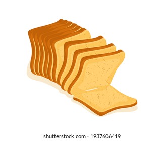 Sweet toast bread in rows. Baked bread for breakfast and lunch. vector illustration