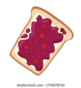 Sweet toast with jam. Vector illustration in a flat style on a white background is isolated.