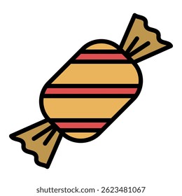 Sweet toffee icon. Outline sweet toffee vector icon color flat isolated