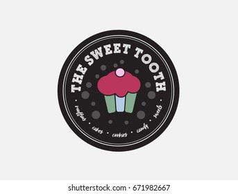 The Sweet Tooth Cake Muffin Candy Cookie Shop Illustration