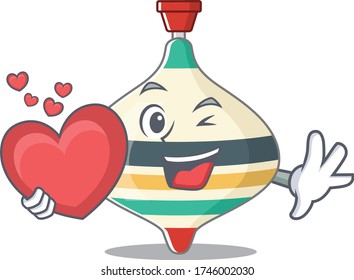 A sweet top toy cartoon character style holding a big heart