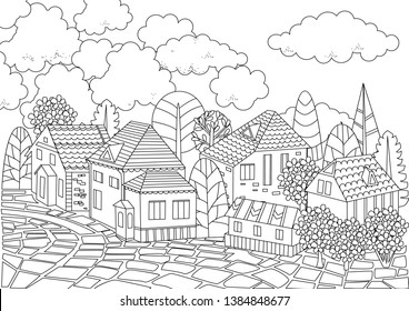 Nice Girl Umbrella City Your Coloring Stock Vector (Royalty Free ...