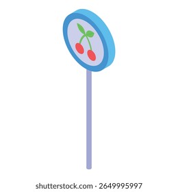 Sweet treat with a cherry design, perfect for illustrations related to candy, desserts, or childhood indulgences