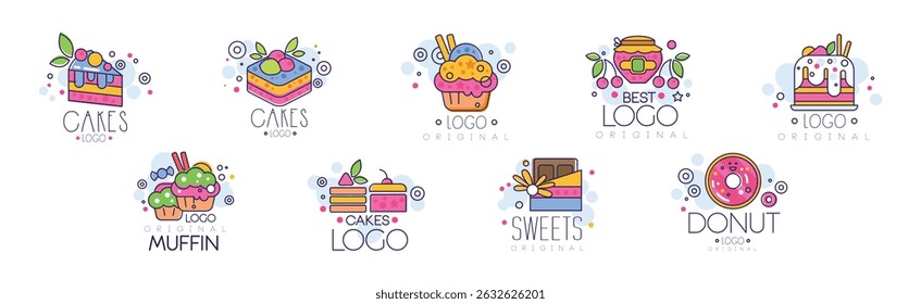 Sweet Treat and Dessert Logo and Badge Design Vector Set