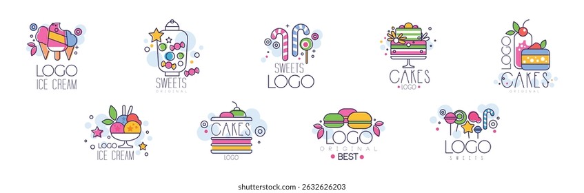Sweet Treat and Dessert Logo and Badge Design Vector Set