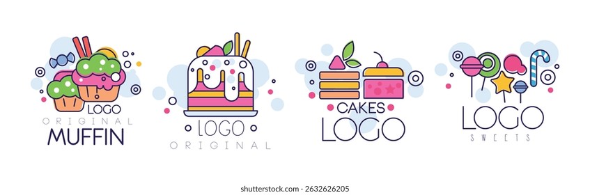 Sweet Treat and Dessert Logo and Badge Design Vector Set