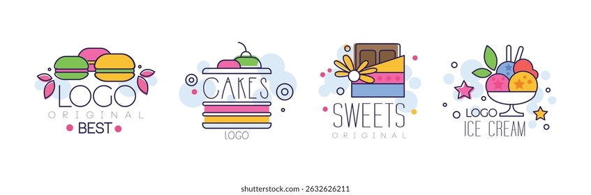 Sweet Treat and Dessert Logo and Badge Design Vector Set