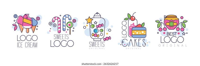 Sweet Treat and Dessert Logo and Badge Design Vector Set