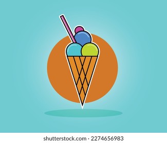 Sweet Treat: Vector Ice Cream Cone Illustration