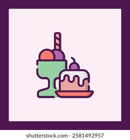 Sweet Treats Icon: Pastry and Ice Cream Delight