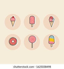 sweet treats icon in pink pastel 