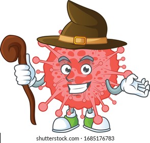 personaje de caricatura sobre el desastre del Coronavirus de Brujas dulce y delicado