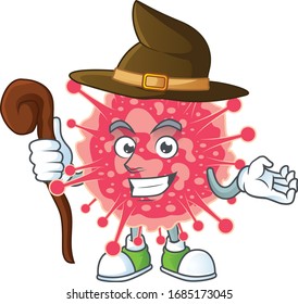 sweet and tricky Witch coronavirus emergency cartoon character