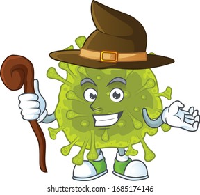 sweet and tricky Witch coronavirus spread cartoon character