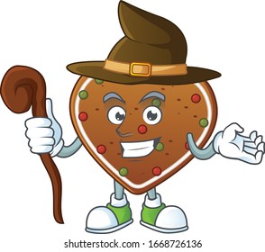 sweet and tricky Witch gingerbread love cartoon character