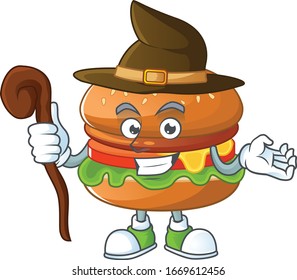 sweet and tricky Witch hamburger cartoon character