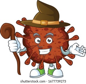 sweet and tricky Witch infection coronavirus cartoon character