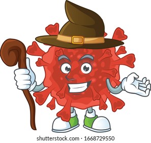 sweet and tricky Witch red corona virus cartoon character