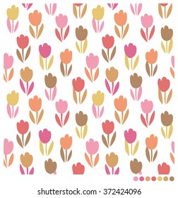 Sweet tulips seamless vector pattern background