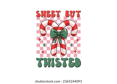 Sweet but Twisted Movies Retro Christmas Sublimation T shirt design