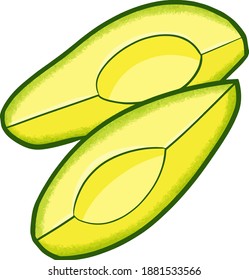 Sweet two slices avocado in simple doodle style