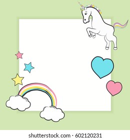 sweet unicorn card, illustration in vector format