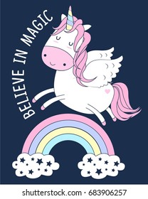 sweet unicorn illustration vector.