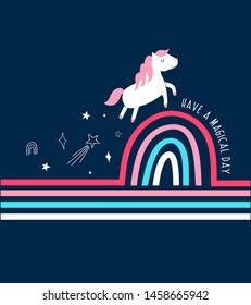 Sweet unicorn illustration vector for print design.