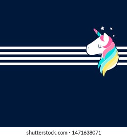 Sweet unicorn illustration vector for print design.