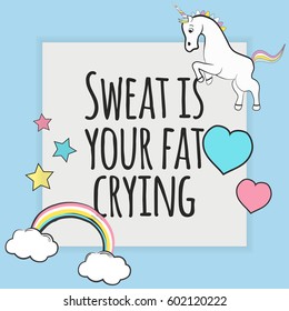 sweet unicorn motivational  card, illustration in vector format