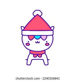 Sweet unicorn with Santa hat doodle art, illustration for t-shirt, sticker, or apparel merchandise. With modern pop and kawaii style.