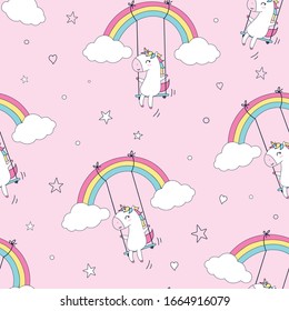 Sweet unicorn seamless pattern illustration vector for print design.