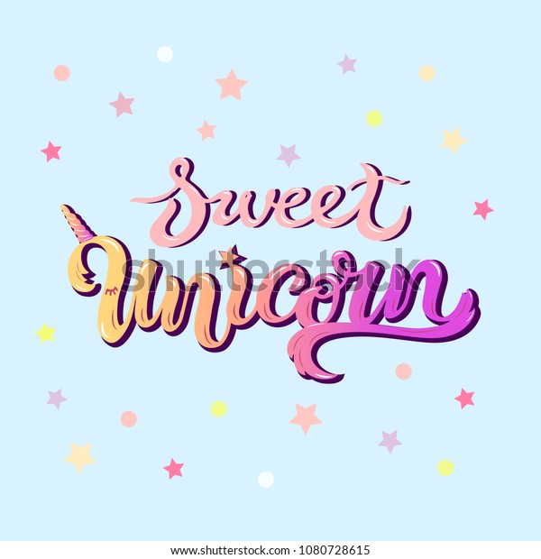 Een hekel hebben aan Fruit groente Afleiden Sweet Unicorn Text Isolated On Blue Stock Vector (Royalty Free) 1080728615