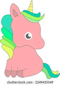 Sweet unicorn vector with horn