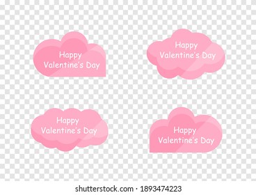 sweet valentine banner vector, pink tag isolated on transparency background ep03