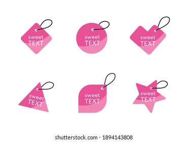 sweet valentine banner vector, pink tag isolated on white background ep04