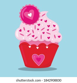 sweet valentine cupcake design vector illustration