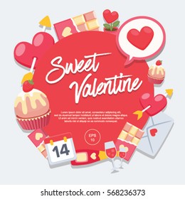 Sweet Valentine Day, Vector Illustration, Love Heart, 14Feb