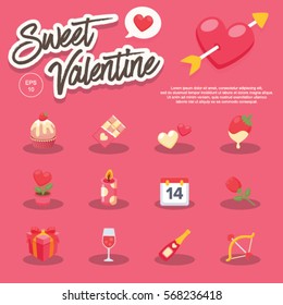 Sweet Valentine Day, Vector Illustration, Love Heart, 14Feb