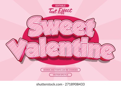 Dulce efecto de texto editable de San Valentín 3d estilo de texto rosa