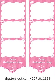 Sweet valentine photo frame template decorated with love letter, cloud and pink background. Suitable for social media stories on Valentine's Day, weddings, anniversaries, or any romantic occasion