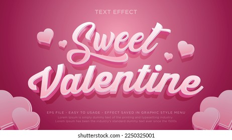Sweet valentine text style effect and banner 	
