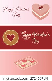 Los diseños de Dulce Día de San Valentín que presentan galletas de pastel en forma de corazón con saludos románticos son ideales para transmitir amor y afecto, perfectos para crear tarjetas de corazón, diseñar encantadoras publicaciones en redes sociales, crear deliciosos Anuncio Guardar de Sitio web o desarrollar empaques únicos para regalos y promociones del Día de San Valentín, úselos para crear invitaciones de bodas, fechas o anuncios de aniversario, y también son excelentes para diseñar menús de cafeterías o anuncios de panadería.