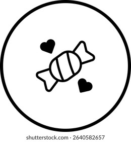 Sweet Valentine's Day Treat: Candy with Hearts in a Circular Frame Icon Illustration