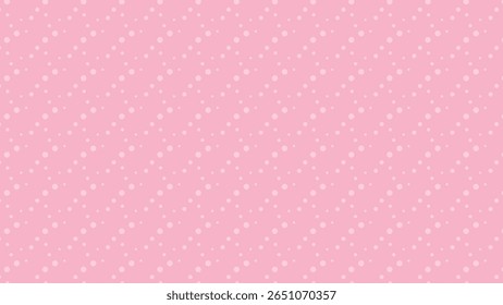 A sweet vector background with diagonal rows of light pink polka dots on a rosy pink base, perfect for feminine and delicate designs.